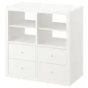 KALLAX shelving unit, with 4 drawers/with 2 shelf inserts white, 77x77 cm