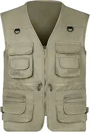 [AOTORR] Men's Utility Fishing Vest Lightweight Outdoor Work Safari Travel Multi Pockets Waistcoat Jacket