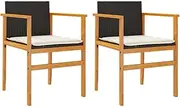 vidaXL - Outdoor Poly Rattan Garden Chairs Set of 2 with Cushions - UV Resistant Black/Acacia Wood for Patio