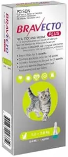 Bravecto Plus for Cats 1.2-2.8 Kg Green 1 Pipette