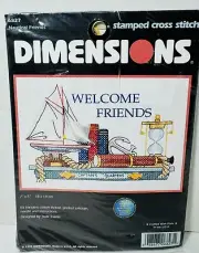 NEW DIMENSIONS Nautical Friends Stamped Cross Stitch Kit Nautical Light 5x7
