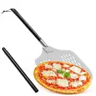 12" Perforated Pizza Peel Pizza Turning Peel Aluminum Paddle with Long Adjust...