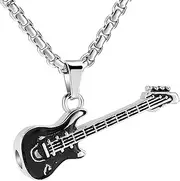 DOTUIARG Stainless Steel Guitar Cremation Urn Necklace for Women Men Musical Instrument Memorial Jewelry