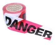 Barrier Tape 75mm x 50M, Red & White ``DANGER` 3 ROLLS