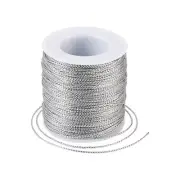 1 Roll Silver 1mm Jewelry Braided Thread Metallic Cords Jewelry Making 100m/roll