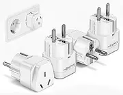 HEYMIX Travel Adapter EU 4-Pack,Australia to European Power Adapters,Parts of Asia,International Adapter AU to EU,Universal Double Power Australia Travel Adapters for Europe & Bali