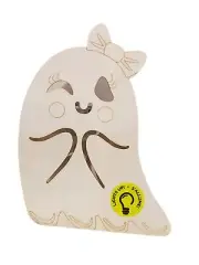 MAKE MARKET, DIY WOOD LIGHT UP HALLOWEEN GHOST, DIA DE LOS MUERTOS, 6 X 5 IN