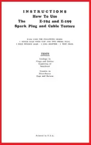 Allen Electric Company Spark Plug & Cable Tester Instructions Manual E-194 E-199