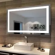 ELEGANT Wall Mirror Bathroom LED Mirror Rectangle Makeup Mirror with Lights 4MM HD Makeup Mirror with Anti-Fog Function Touch Control Vanity Mirror Light, 1200x800mm