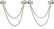 [HUASAI] 2 Pcs Tie Pins for Men Wolf Head Tie Tacks Skull Collar Tie Pins Gold Silver Tie Chains for Men Business Accessories