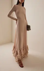 [ROTATE] Ruffled Chiffon Maxi Dress