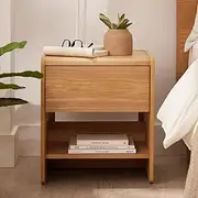 Koala Bedside Table with Cable Management System/End Table, Nightstand Small Storage Dresser for Bedroom/Oak Veneer, Iced Coffee
