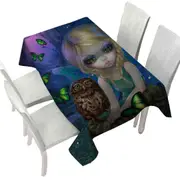 Summer Fairy with Her Owl and Butterflies Tablecloth