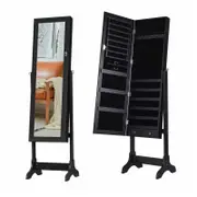 Costway Jewellery Storage Cabinet Jewelry Armoire with Floor Mirror Black