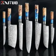 XITUO Kitchen Knives-Set Damascus Steel VG10 Chef Knife Cleaver Paring Bread Kni