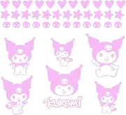 Vinyl Wall Art Decal - Kuromi - 7" x 9" Each - Trendy Cool Fun Anime Inspiring Design Sticker for Home Kids Room Playground Gaming Room Playroom Comics Storefront Decor (Pink)