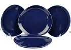 DIANE VON FURSTENBERG DVF Home Pebblestone Cobalt Blue Dessert Plate Set/4 New