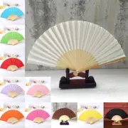 10PCS Blank Hand Held Fan Folding Bamboo Paper Wooden Wedding Events Accessories