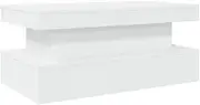 vidaXL Modern White Coffee Table with RGB LED Lights - Sleek Engineered Wood Sofa Table for Living Room, Office - 90x50x40 cm, Max Load 70kg