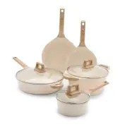 Arte 8 Piece Ceramic Nonstick Cookware 8 Piece Cookware Set Speckled Cream