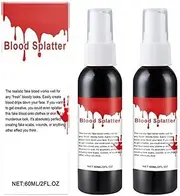 Fake Blood, 2 Pack 60ml Halloween Fake Blood Spray, Blood Splatter Fake Blood Washable Red Fake Blood liquid, Fake Blood for Clothes and Zombie Vampire Clowns Costume Cosplay Makeup