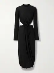 [Maygel Coronel] Maygel Coronel - Damasco Appliquéd Cutout Stretch-jersey Midi Dress - Black - Extended Extended Black