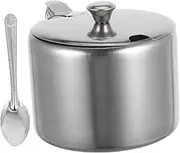 BESTYASH 3pcs Seasoning Container: Stainless Steel Spices Jar Condiment Cruet Bottle Pepper Salt Storage Organizer Sugar Holder Dish 5.11 X 3.93 X 3.73in Silver