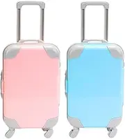 [CUCUFA] 2Pcs Mini Suitcase Realistic Mini Suitcase Party Favor Box Openable Mini Luggage with Extendable Pull Rod False Eyelash Case Mini Suitcase for Dolls Girls Gifts, Mini Luggage