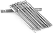 AIMALL 8x T8-T40 Torx Screwdriver Bit Set Hex Security Magnetic Head 100mm Long，S2 Steel Hex Security Magnetic Head，Ideal for Electronics, Mechanics