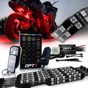 OPT7 10pcs Motorcycle LED Light Pair Strips Kit All-Color Under Glow Neon Sport
