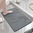 Hard Diatomite Bath Mat Stone Super Dry Anti-Slip Foot Shower Mats in Dark Grey