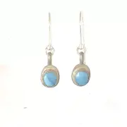 Antique Swedish Glass Iron Ore Sterling Ethereal Blue Earrings*NewWorldGems