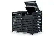 PlantCraft Double Wood Wheelie Bins Storage Shed, 2 Door Garbage Rubbish Bin Enclosure
