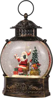 Santa Water Snow Globe Lantern with Music & LED Light – USB or Battery Powered