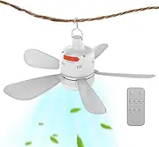 Camping Ceiling Fan - Outdoor Gazebo Fan With Light And Remote Control | Portable Canopy Fans, Adjustable Speed Fans Cooler, Cooling Device For Outdoor Camping