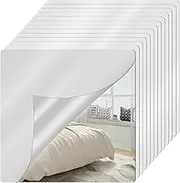 12Pcs Acrylic Mirrors Self Adhesive Mirror Tiles 2mm Thick Flexible Unbreakable Mirror Stickers Reflective Square Mirror Wall Stickers for Bedroom Living Room Bathroom Décor (30 * 30cm)