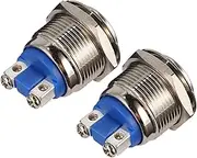 Momentary Push Button 19mm Stainless Steel Waterproof for Electromagnetic Starter Relay Horn Button Power