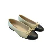 Jeffrey Campbell Arabesque Ballet Flat Bow Slip On Leather Cap Toe Black Size 7