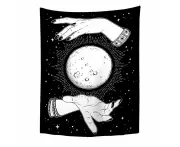Anyhouz Tapestry Black Hand 150X150 cm Tarot Card Psychedelic Scene Art Hippie Bohemian Decoration Sheets