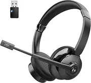 Earbay Wireless Headset, Wireless Headset with Microphone, PC Headphones with Microphone Noise Cancelling Bluetooth, with USB Dongle Function for Zoom/MS Teams/Skype/Call Center/Office