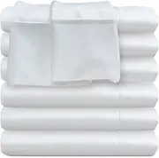 Glarea Flat Bed Sheets 6 Pack, Microfiber, White, Twin
