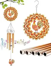 Chicken Wind Chimes for Outside - Unique Outdoor Farm Decor Garden Yard Easter Decorations Windchime Spinners, Rooster Gifts for Mom Grandma Women Neighbors Chicken Lovers Housewarming Mothers Day