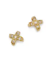 Roberto Coin 18K Yellow Gold 'X' Pave Stud Earrings OS