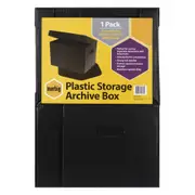 Marbig Plastic 40cm Corflute Storage Box w/ Lid Stationery File Holder Black