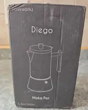 Diego Stovetop Espresso Maker Stainless Steel Coffee Machine Maker 6.8 Oz /4cup
