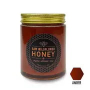 Organic Wildflower Unfiltered Raw Haney in a Glass Jar. 12oz/340 grams.