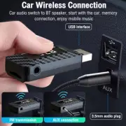 Wireless Car FM Transmitter Aux Stereo Audio Receiver Adapter USB Bluetooth 5.3