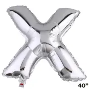 40" SILVER Letter X Mylar Foil Balloon 1 pc Party BackDrop Decorations Supply