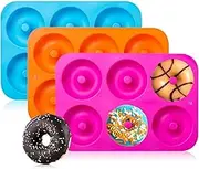 3-Pack Donut Baking Pan of 100% Nonstick Silicone. BPA Free Mold Sheet Tray. Makes Perfect 3 Inch Donuts. Tray Measures 10x7 Inches. FDA Approved Food Grade. Easy Clean, Dishwasher Microwave Safe