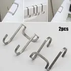New Practical Hook Over Door Rack 2PCS Silver Bag Cabinet Coat Door Back